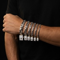 Pulsera de Cadena Cubana Iced Out de Latón con Cierre de Resorte y Zirconia Cúbica, Estilo Hip Hop, para Hombre y Mujer, Venta al por Mayor