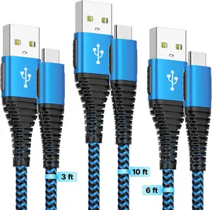 USB 3.0 Cable Fast Charging Type C Usb A To C Cable 3a Data Transfer Bio Pd 1M/2M/3M Cable Nylon Braided Data Cable For Android