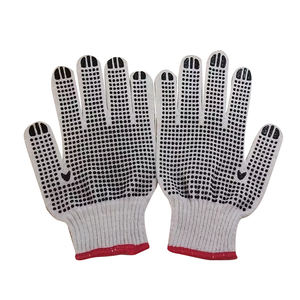 Çift taraflı beyaz pamuklu eldiven eldiven ile doğal % PVC noktalar örgü - Product Image 1