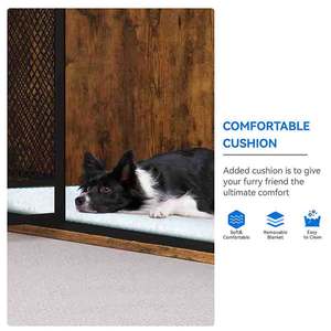 Factory Custom Standing Modern Corner Dog <b>Crate</b> Furniture <b>Wooden</b> Dog Kennel Sturdy Metal Mesh Indoor Multi-functional End Table - Product Image 5