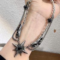 Collier ras du cou Zooying avec pendentif aile gothique, motif étoile sombre, chaîne punk Y2K, bijou tendance et audacieux, cadeau pour femme