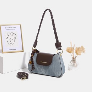 Wholesale New Fashionable Denim <b>Fabric</b> Crossbody Shoulder <b>Bag</b> Faux Leather Ladies Tote Handbags Underarm <b>Bag</b> - Product Image 3