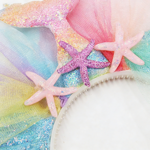 Diadema con Cola de Pez para Bebés, Accesorio para el Cabello, Diadema Infantil con Diseño de <span class=keywords><strong>Sirena</strong></span>, Conchas y Estrellas de Mar - Product Image 4