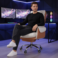 Chaise de bureau de direction de luxe ergonomique inclinable pivotante en acier à dossier haut avec appuie-tête réglable et siège de travail confortable