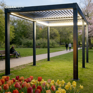 Pergola en aluminium écologique de luxe, <span class=keywords><strong>toit</strong></span> motorisé imperméable, finition peinte en poudre, éclairage LED - certifiée Green Guard, extérieur - Product Image 3