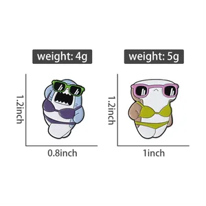 Broches en émail créatives et mignonnes, motifs requin et tortue de mer, style dessin animé, thème vacances et plage, badges pour sac et revers, bijoux, cadeau pour amis - Product Image 2