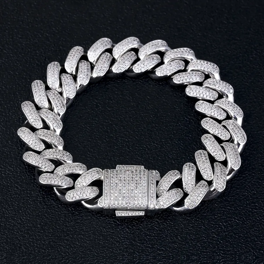 Groothandelsprijs 18Mm Cz Diamant Miami Ketting Armband Hiphop Cuban Mannen Jongen Sieraden 14K Vergulde Iced Out Cuban Link Armband