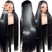 Perruques Lace Front HD de 30 pouces, lisses, pré-épilées, cuticules alignées, densité 130%, 13x4, en cheveux humains indiens vierges, rougeâtre, petite taille