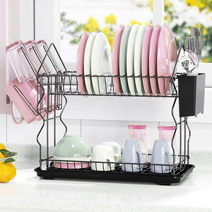 Égouttoir de vaisselle en métal, pont de cuisine, <span class=keywords><strong>grand</strong></span> égouttoir de vaisselle avec plateau à couverts en plastique - Product Image 1