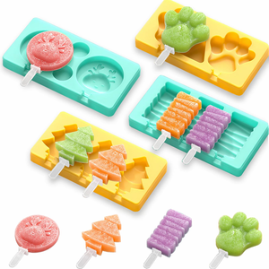 Food Grade BPA Free 4 Cavities Oval E Durable DIY Silicone Mould Popsicle Lolly Ice Cream Mold - Product Image 1