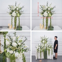 Centro de Mesa de Flores Artificiales Grandes Personalizadas de Lujo, Color Blanco y Verde, para Bodas, Día de la Madre, Año Nuevo, Decoraciones Navideñas
