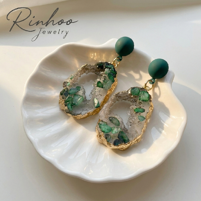 RINHOO Retro Exaggerated Liquid Metal Green
