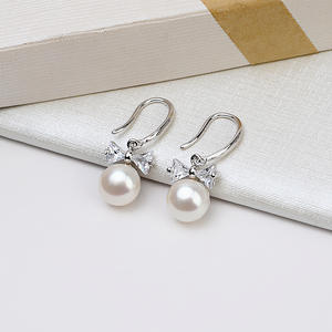 S925 <b>Silver</b> Cross Chain 8cm Long Tassel <b>Earrings</b> for Women Non-Universal DIY <b>Pearl</b> Accessories 4433 - Product Image 1