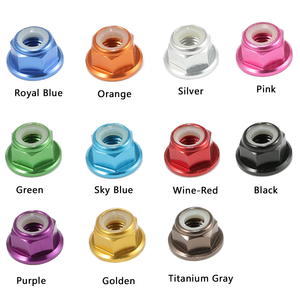 Tuercas de Seguridad de Nylon con Brida de Aluminio Anodizado en Rojo/Negro/Azul/Azul Claro/Naranja/Dorado/Morado/Rosa/Plateado/Gris, Modelos M2, M3, M4, M5, M6, M8 - Product Image 3