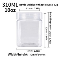 Bouteilles en plastique transparent pour aliments, miel, arachides, bonbons, 250 ml, 310 ml, 360 ml
