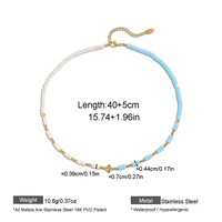 Collier de perles d'eau douce naturelles, collier ras du cou avec perles colorées, charme en croix en acier inoxydable plaqué or 18 carats, bijoux faits à la main pour femmes