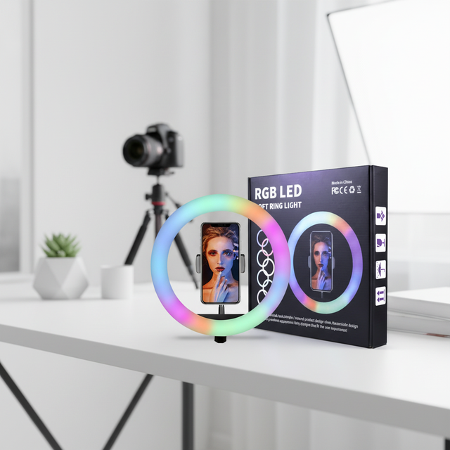 10 Inch Ring RGB Color Change Selfie Light 10 Brightness Levels Selfie Light With Tripod for Live Stream/YouTube/TikTok