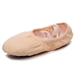 Commercio all'ingrosso scarpe da donna in vera pelle per balletto morbido tacco piatto latino scarpe da ballo con soletta in PU cotone fodera in tela elasticizzata
