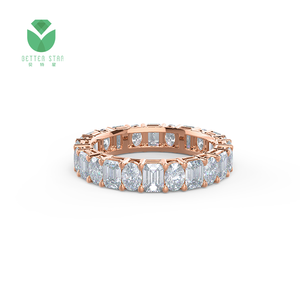Lujoso Anillo de Oro Blanco con Pavé de Diamantes Creados en Laboratorio, Anillo de Boda con Certificado IGI, Diamante Forma Ovalada Esmeralda Creado en Laboratorio, Joyería Fina - Product Image 5