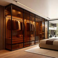 Armoire de chambre à coucher moderne, dressing de luxe, placard avec grand miroir pour la maison, villa, chambre à coucher, rangement