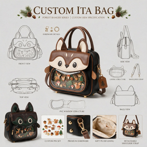 Sac à dos Ita Bag Kawaii personnalisé en PU avec fenêtre transparente en PVC pour affichage de badges, sac à bandoulière, faible MOQ, fournisseur fabricant - Product Image 1