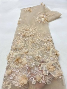 NI.AI Nuevo estilo Bordado Floral Secuencia Tela Cordón Ropa Material Tela de encaje con cuentas - Product Image 6