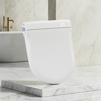 WC intelligent MUUPEG ultra-plat en plastique allongé, design compact, en forme de V/U, avec fonction de lavage automatique, couvercle chauffant et télécommande