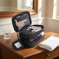 Pochette de maquillage imperméable multi-compartiments réglable avec logo personnalisé, porte-pinceaux de voyage, fermeture à glissière, étui cosmétique