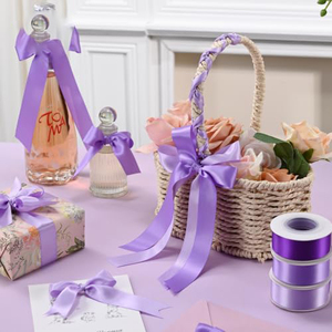 Cinta de Raso Lisa de Doble Cara Clásica de 28 mm de Ancho, Color Morado Violeta, para Ceremonia de Boda - Product Image 5