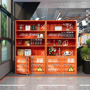 Vitrine de présentation et de rangement moderne de style industriel, en forme de conteneur de transport, en fer forgé et verre, pour <span class=keywords><strong>LEGO</strong></span> - Product Image 3
