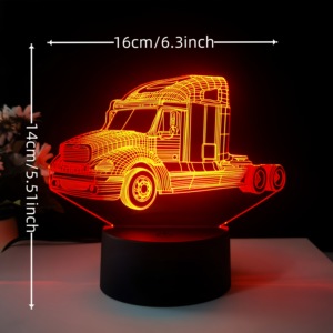 Lámpara de Noche LED 3D con Ilusión Óptica, Camión, USB 5V, Multicolor, Control Táctil, Lámpara de Mesa con Placa Acrílica, Luz Nocturna Decorativa - Product Image 5