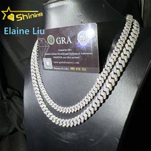 Collar de Cadena Eslabón Cubano de Miami de 8mm 10mm en Plata Esterlina <span class=keywords><strong>925</strong></span> con Diamantes Moissanita VVS Estilo Iced Out para Joyería Hip Hop - Product Image 3