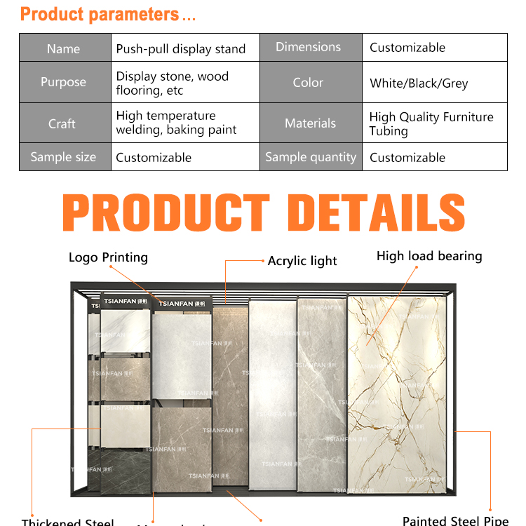 Custom Factory Adjustable Showroom Display Racks For Granite And Marble Sample Tile Exhibition Stand Displays Sliding Type Stone
