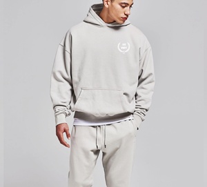 Men's 100% Cotton 350gsm Boxy Fit <b>Fleece</b> <b>Hoodie</b> No String Pocket Winter Sweatshirt with Solid Print - Product Image 2