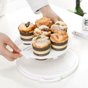 Hot Sale Cake Carrier Portable Round Cake Container Holder with Handle Two Sided Base for Pies <b>Cookies</b> - Product Image 4