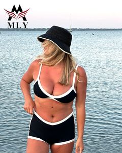 Alta Qualidade Design Personalizado Plus Size 2-Piece Maiô Seamless Triângulo Bra Swimwear com Curto - Product Image 1