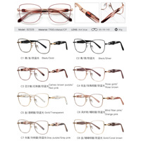 Gafas de Bloqueo de Luz Azul para Mujer, Modelo 82328 Shining Diamonds Frame, Montura Roja Degradada, Metal Premium, Lentes Transparentes TR