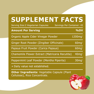 OEM Private Label Apple Cider Vinegar Capsules with Papaya and Peppermint Herbal Supplement Weight Management - Product Image 5