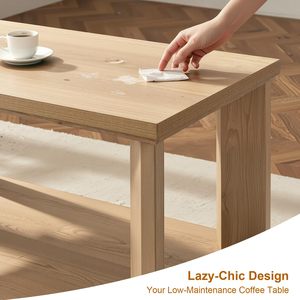 Bàn Cà Phê Trung tâm bằng gỗ 48 inch với kệ lưu trữ 2 tầng, Bàn cà phê trang trại hình chữ nhật cho phòng khách, văn phòng tại nhà - Product Image 6