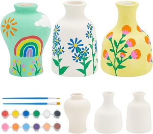 Groothandel Creatieve Diy Wit Ongeverfde Keramische Bloempotten Handgeschilderde Keramische Vaas Voor Kinderen Klaslokaal Ambacht