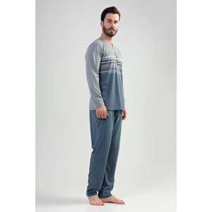Big Size <b>Men's</b> Cotton <b>Pajama</b> <b>Set</b> Knitted Long Sleeve Sleepwear Plus Size Comfortable Two Piece Pyjamas For <b>Men</b> - Product Image 3