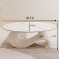 Table basse ovale moderne de luxe léger avec plateau en pierre, design simple et minimaliste pour salon et chambre à coucher – Nouveaux essentiels pour la maison
