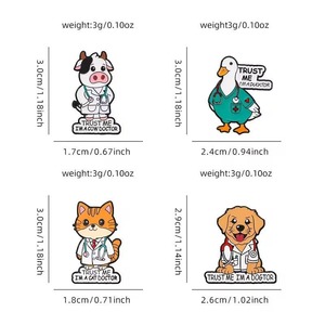 Collezione di spille smaltate a tema "Fidati di me, sono medico", graziose spille a forma di animali veterinari - Product Image 2