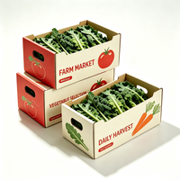 Golfkartonnen handgatdoos voor groenteverpakkingen, kartonnen doos voor verse broccoli, boerderijmarkt, aangepaste logo verzenddoos