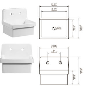 Lavabo en <span class=keywords><strong>céramique</strong></span> fait main de haute qualité de 21 pouces, élégant, à cuve unique, carré, pour salle de bain, pour usage domestique - Product Image 1