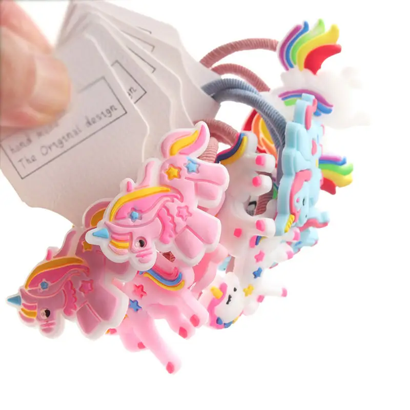 Nettes kleines Tier Silikon Einhorn Haarband Gummiband hoch elastische Haars eil Mädchen Zubehör