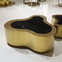 Ensemble de tables basses irrégulières en acier inoxydable sur mesure, mobilier de luxe moderne pour hall d'hôtel et projets de bureaux