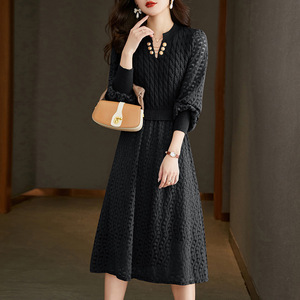 Señoras de tamaño libre de retazos de encaje vestido largo suéter - Product Image 6
