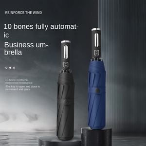 Su misura 10K tre volte automatico in gomma nera ombrello a <span class=keywords><strong>Led</strong></span> antivento per uomini e donne che pubblicizzano ombrello regalo con luce - Product Image 2