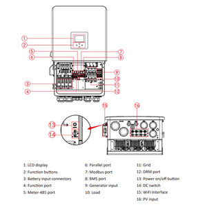 Inversor de Batería de 48V SUN-8/10/12KW-SG05LP3, Inversor Solar Híbrido Trifásico de 8kw, 12kw, 15kw, 20kw, 2 MPPT, Precio para el Hogar - Product Image 3